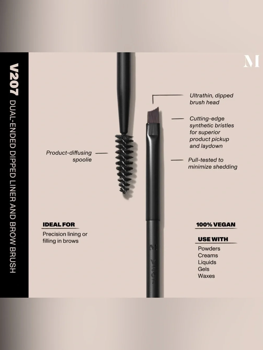 Morphe V207 Dual-Ended Dipped Liner and Brow Brush